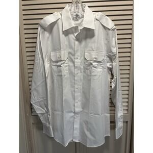 MH Uniform Button Up Shirt White NWOT Size 16 Pockets Shoulder Tabs Work